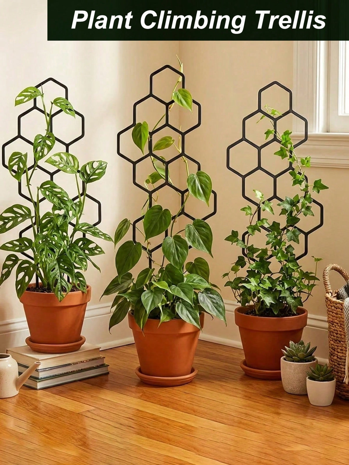 Honeycomb Shaped Plant Climbing Trellis, Outdoor Potted Plant Support, Rust-Resistant Plastic Rack Suitable For Potted Vines And Flowers, Space-Saving Support For Indoor And Outdoor Gardens