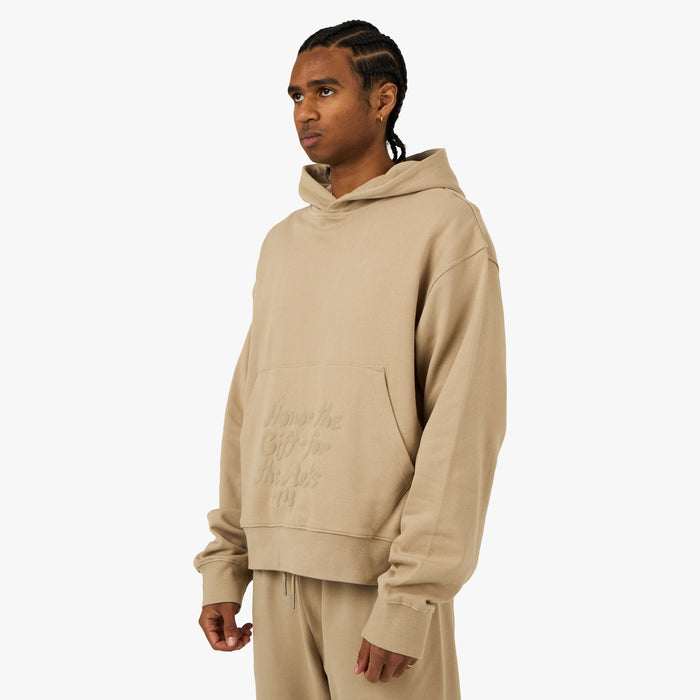 Honor The Gift Reverse Hoodie Pebble