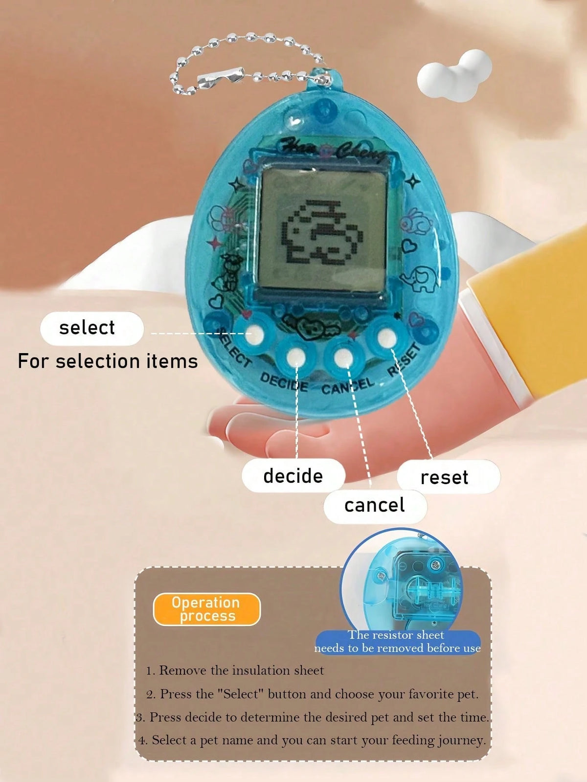 Hot Selling Electronic Pet Handheld Retro Game Console, Children's Educational Toy, Pendant Gift, Mini Electronic Pet, Student Game Console, Children's Gift