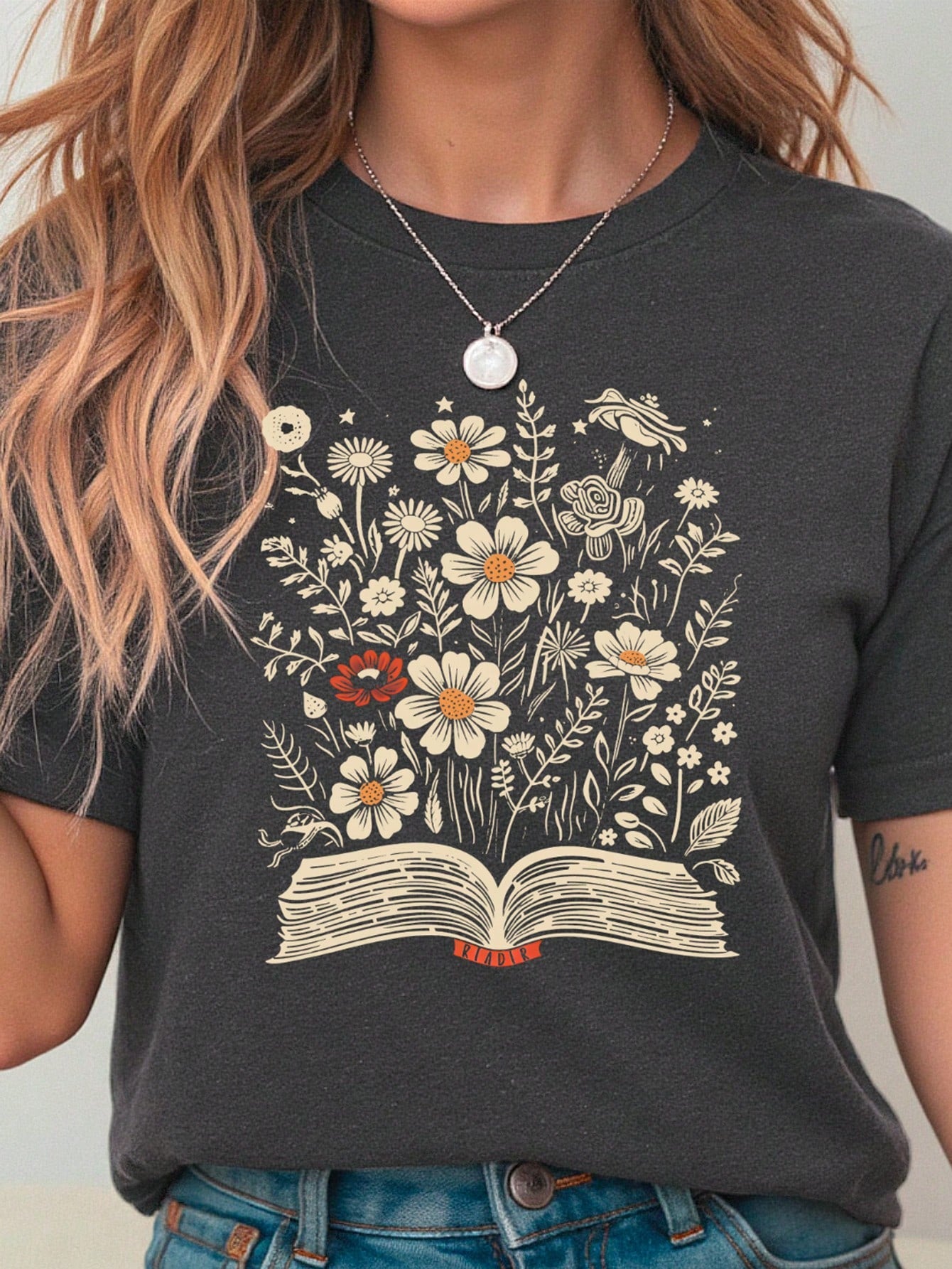 Howell Versatile Fashion Printed Short Sleeve T-Shirt, Women's Casual Charming Floral Pattern Round Neck Printed T-Shirt, Women's Top Summer Vacation