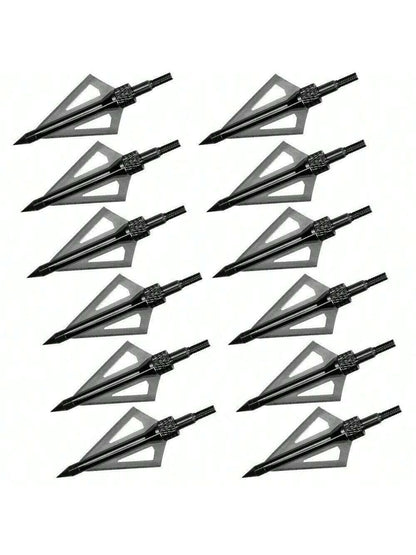 Hunting Broadheads 12Pcs 3 Blades Archery Broadheads 100 Grain Screw-In Arrow Heads Arrow Tips Compatible With Traditional Bows And Compound Bow