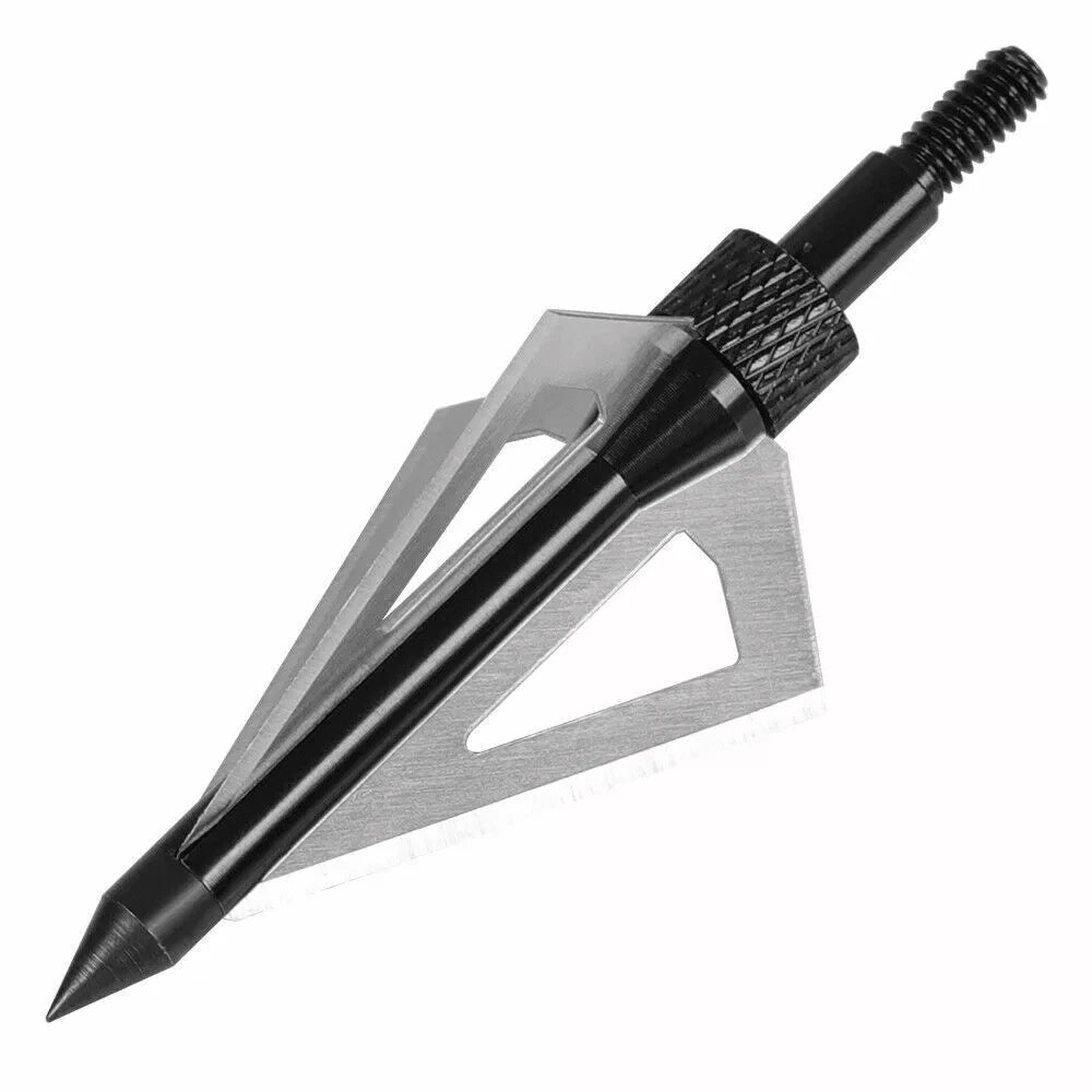 Hunting Broadheads 12Pcs 3 Blades Archery Broadheads 100 Grain Screw-In Arrow Heads Arrow Tips Compatible With Traditional Bows And Compound Bow
