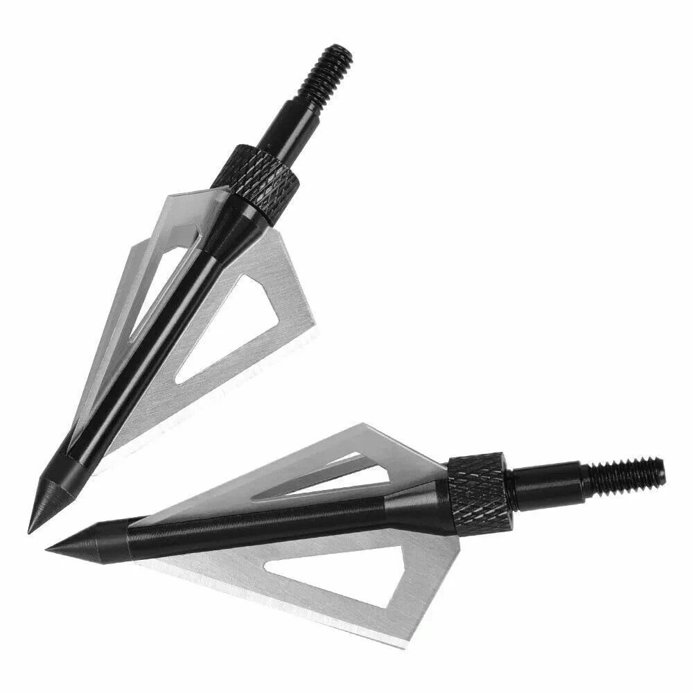 Hunting Broadheads 12Pcs 3 Blades Archery Broadheads 100 Grain Screw-In Arrow Heads Arrow Tips Compatible With Traditional Bows And Compound Bow
