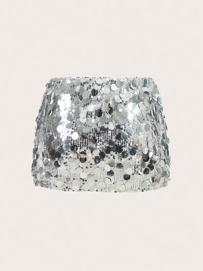 ICON Blue Bodycon High Waist Super Short Women's Mini Skirt Party Autumn Sequin