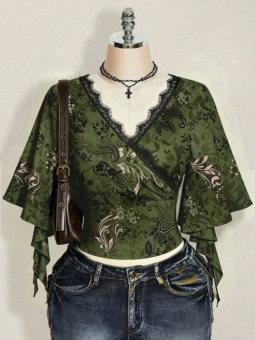 ICON Patterned Print Plus Size T-Shirt, Suitable For Music Festival