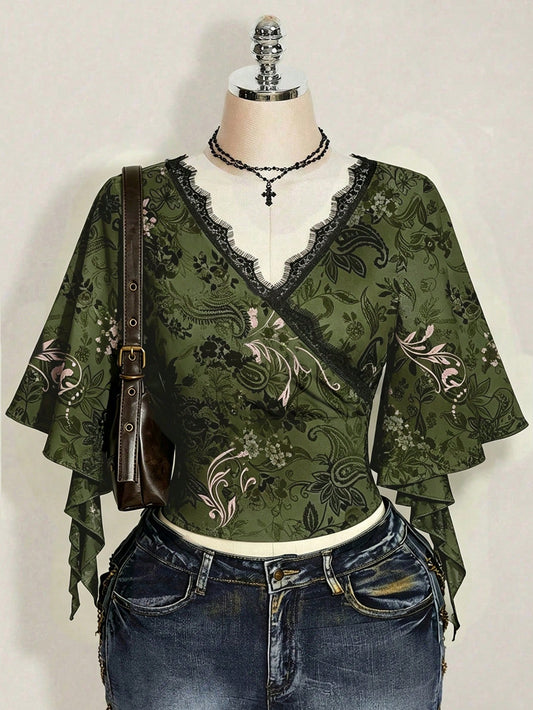 ICON Patterned Print Plus Size T-Shirt, Suitable For Music Festival