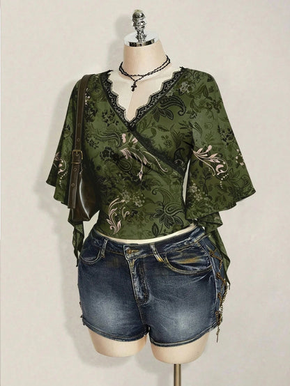 ICON Patterned Print Plus Size T-Shirt, Suitable For Music Festival