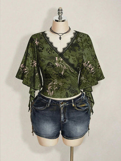 ICON Patterned Print Plus Size T-Shirt, Suitable For Music Festival