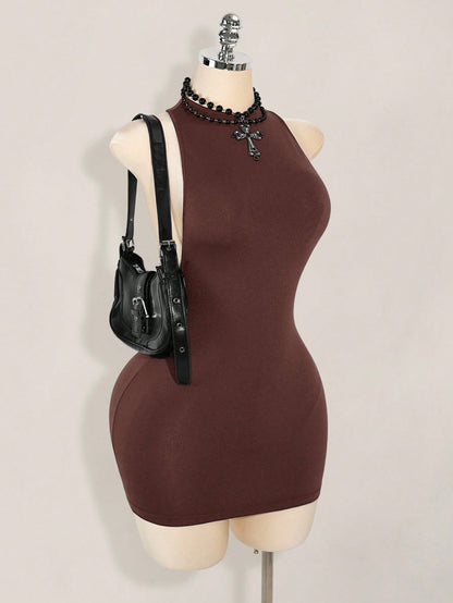 ICON Solid Color Criss-Cross Backless Sexy Casual Mini Dress,Dresses For Women Party