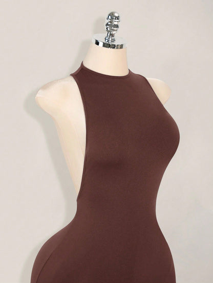 ICON Solid Color Criss-Cross Backless Sexy Casual Mini Dress,Dresses For Women Party