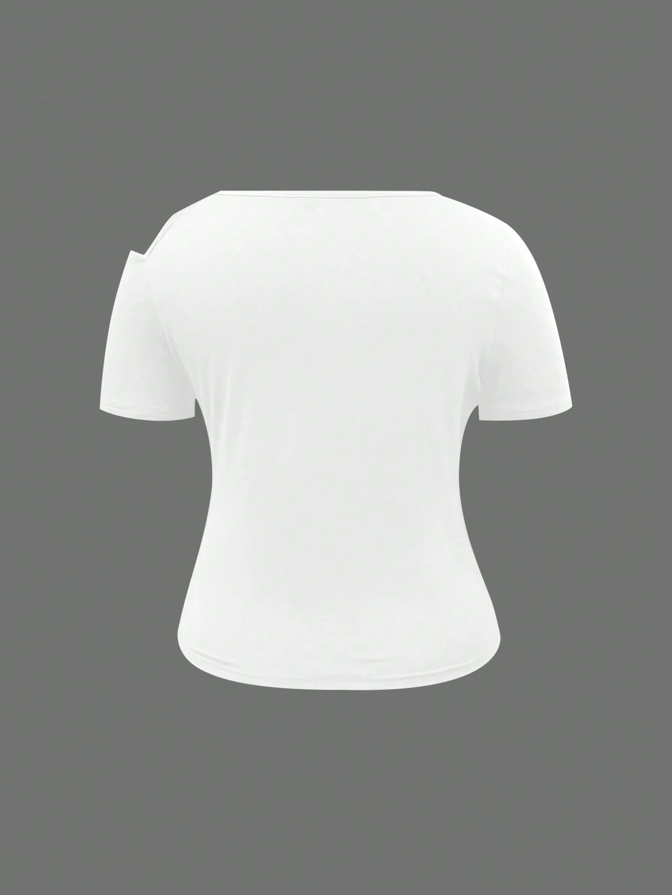 INAWLY Plus Size Summer Casual Solid Color Asymmetric Collar T-Shirt Fall Cloth For Women
