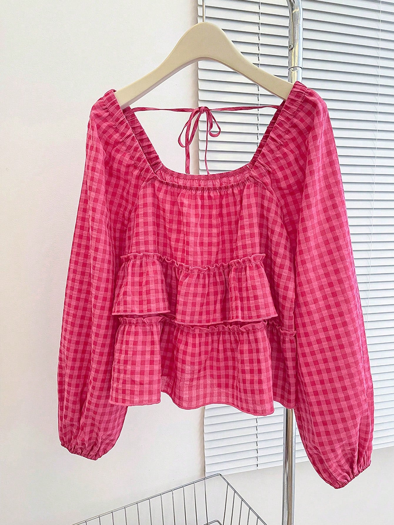 INAWLY Plus Size Women's Casual Floral Print Lantern Sleeve Ruffled Hem Cropped Top, Spring/Summer Fall