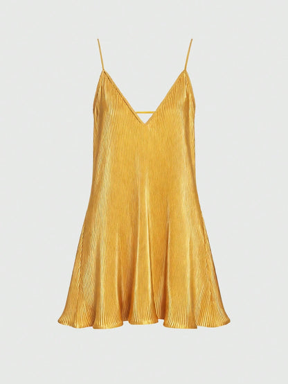 INAWLY Solid Color Casual Elegant Versatile Summer Sleeveless Dress Mustard Yellow Holiday Holiday Vacation