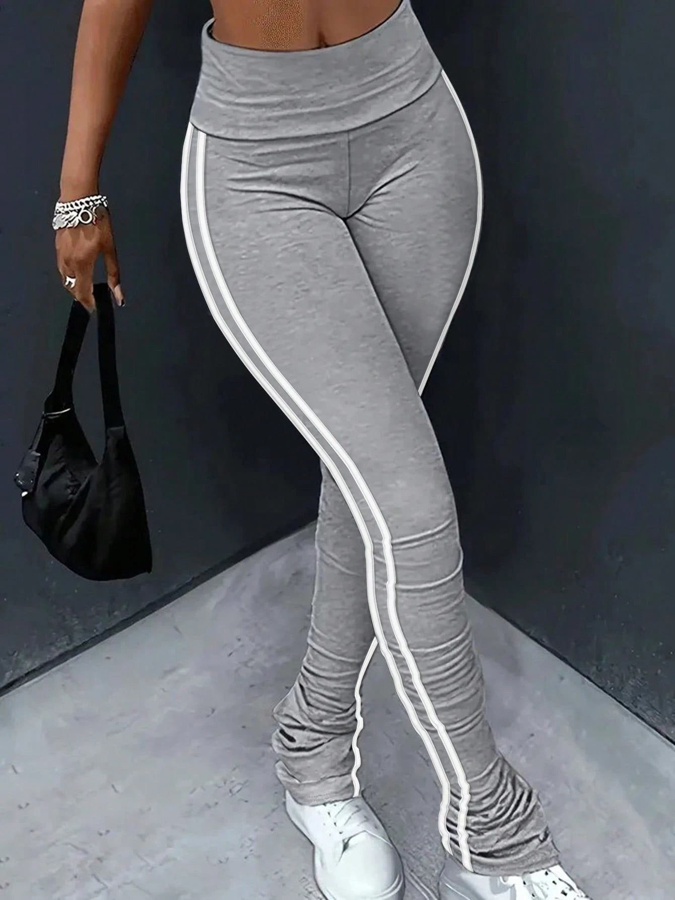INAWLY Solva Women's Fitted Striped Stacked Pants Fall Cloth For Women