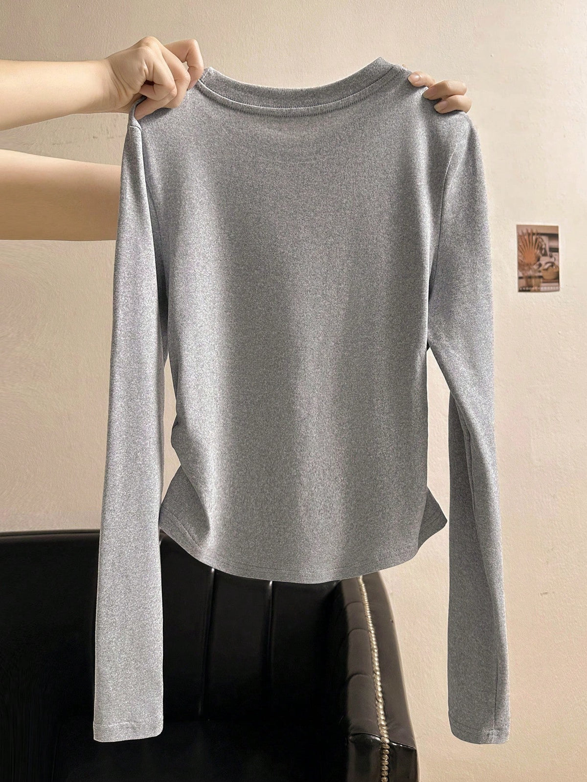 INAWLY Women's Round Neck Black Long Sleeve Bow Printed Casual T-Shirt