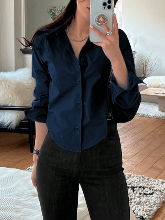 INAWLY Women Solid Color Casual Blouse Shirt For Work/Daily Wear, Spring Summer,Long Sleeve Tops Fall Cloth For Women