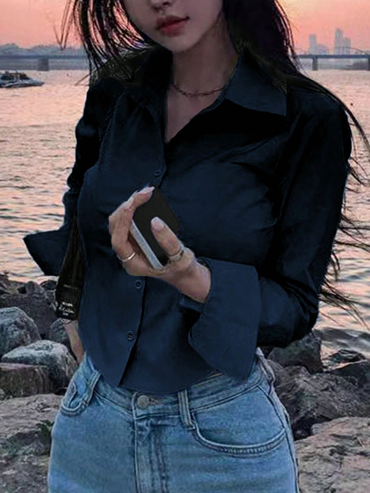 INAWLY Women Solid Color Casual Blouse Shirt For Work/Daily Wear, Spring Summer,Long Sleeve Tops Fall Cloth For Women