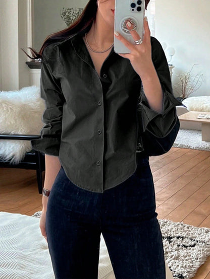 INAWLY Women Solid Color Casual Blouse Shirt For Work/Daily Wear, Spring Summer,Long Sleeve Tops Fall Cloth For Women