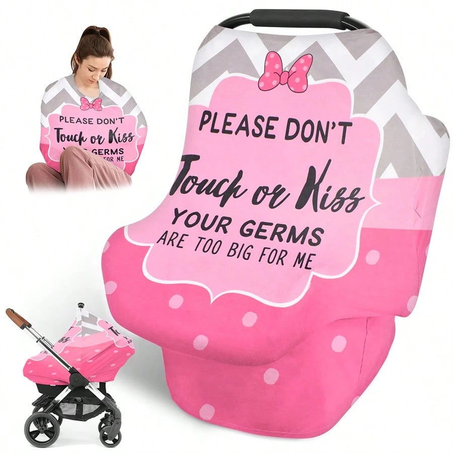 Infant Carseat Canopy For Newborn Carrier Stroller Shopping Cart,No Touch Sign Car Seat Cover For Babies, New Mom Nursing Covers Breastfeeding Scarf