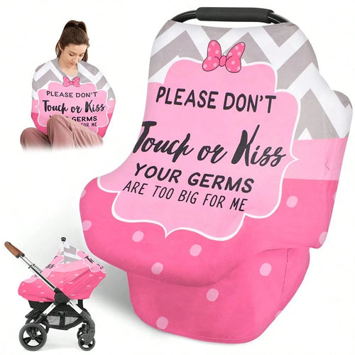 Infant Carseat Canopy For Newborn Carrier Stroller Shopping Cart,No Touch Sign Car Seat Cover For Babies, New Mom Nursing Covers Breastfeeding Scarf