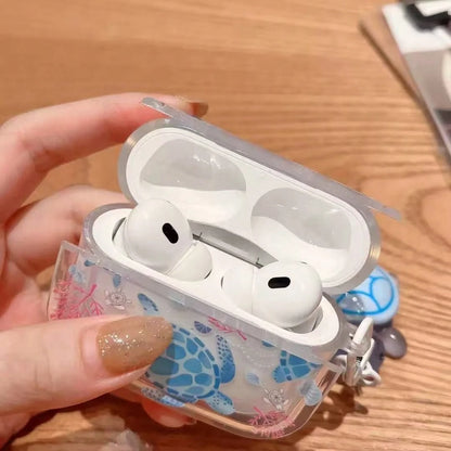 Ins New Blue Sea Turtle Oval Design Protective Case For AirPods Pro 2, Compatible With AirPods 4, Bluetooth Earphone Shell 3