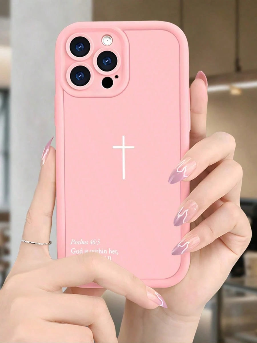 Inspirational Cross TPU Phone Case- "God Is Within Her She Will Not Fall" Christian Cover With Anti-Slip Shockproof Protection For IPhone 17/16/ 15/14/13/12/11/Plus/Pro/Pro Max 17Air And Galaxy S25