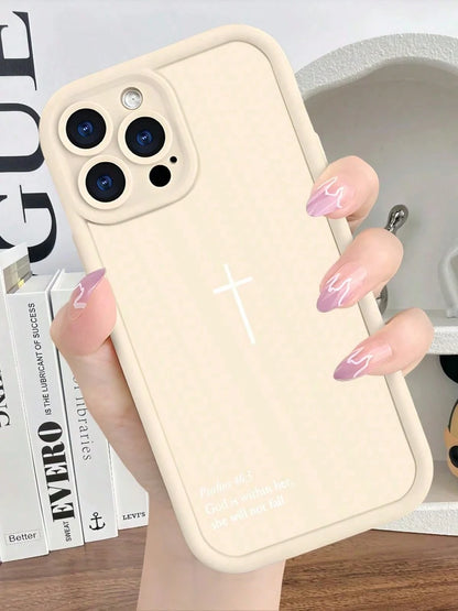 Inspirational Cross TPU Phone Case- "God Is Within Her She Will Not Fall" Christian Cover With Anti-Slip Shockproof Protection For IPhone 17/16/ 15/14/13/12/11/Plus/Pro/Pro Max 17Air And Galaxy S25