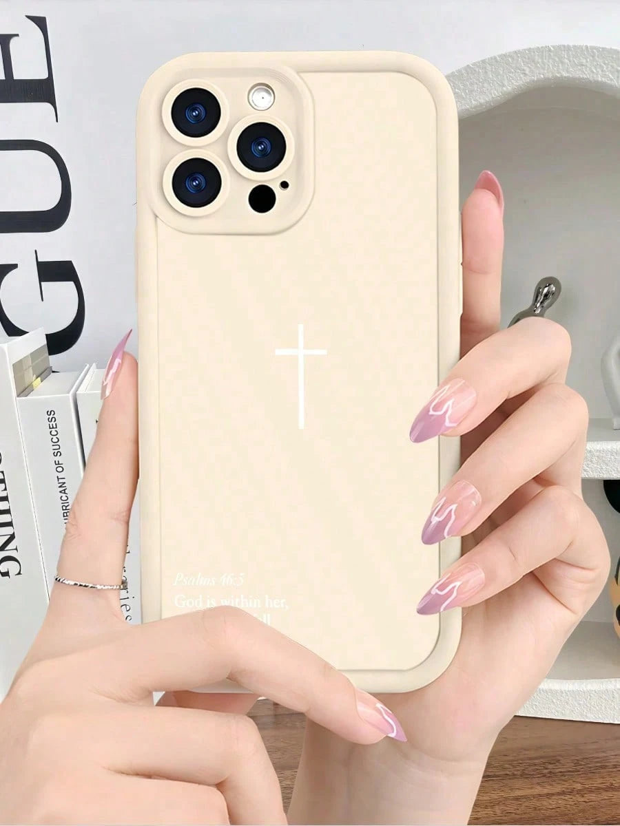 Inspirational Cross TPU Phone Case- "God Is Within Her She Will Not Fall" Christian Cover With Anti-Slip Shockproof Protection For IPhone 17/16/ 15/14/13/12/11/Plus/Pro/Pro Max 17Air And Galaxy S25