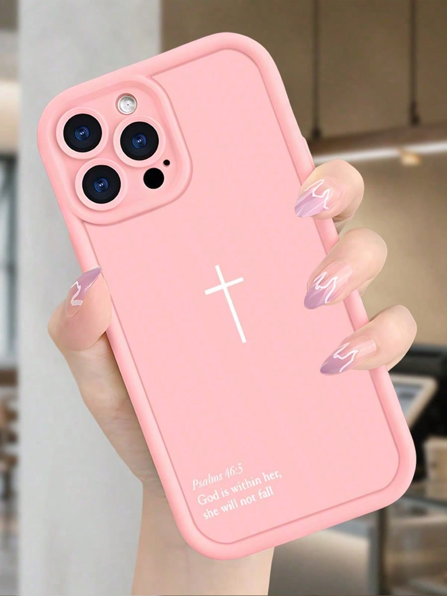 Inspirational Cross TPU Phone Case- "God Is Within Her She Will Not Fall" Christian Cover With Anti-Slip Shockproof Protection For IPhone 17/16/ 15/14/13/12/11/Plus/Pro/Pro Max 17Air And Galaxy S25