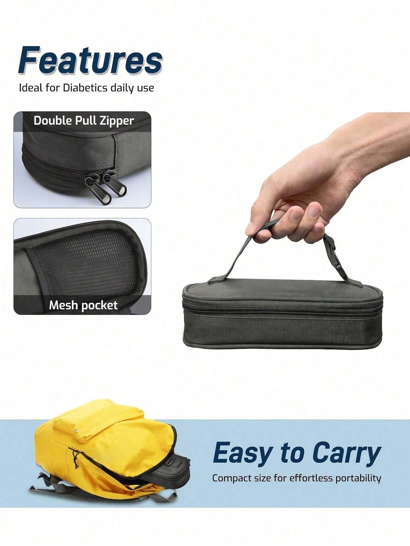 Insulin Vial Cooler Travel Case,Diabetes Carrying Insulated Bag For Keep Medicine Cool,Bottle Protector Kit For Storage, With Protective Ice Brick