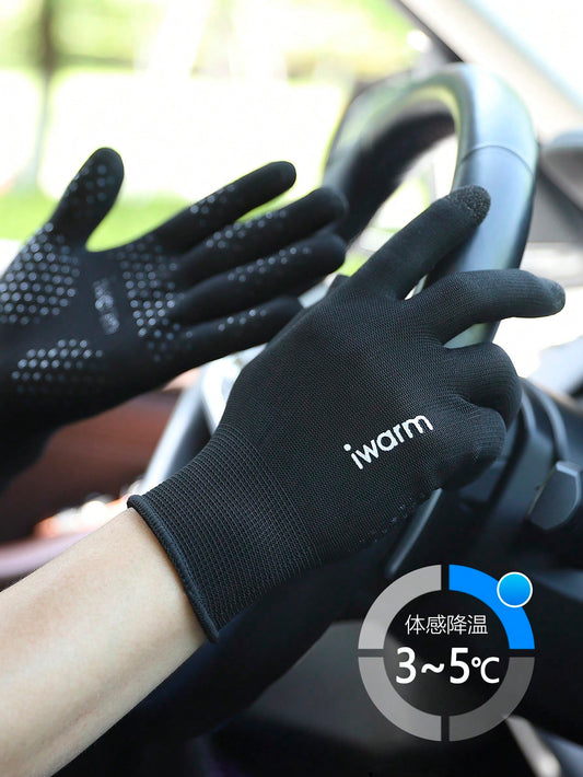 iwarm 1pair Men Letter Graphic Winter Gloves