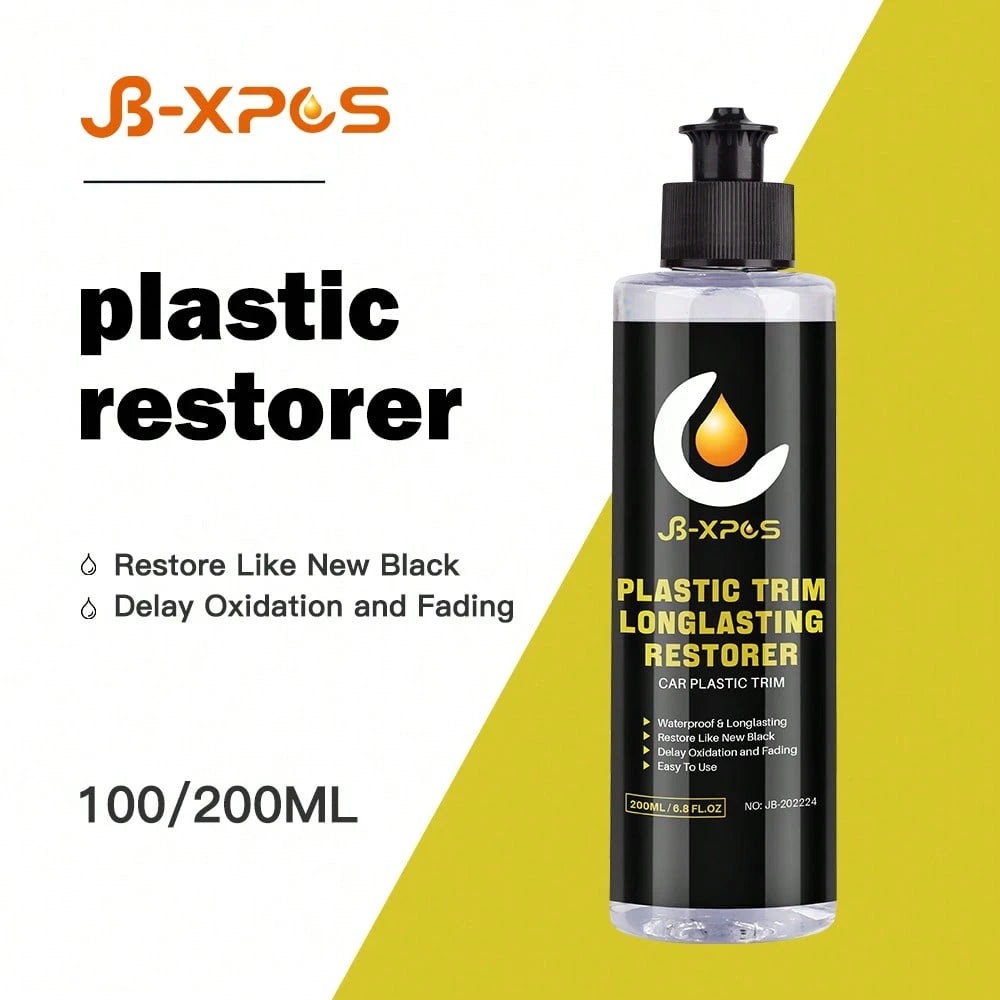 JB-XPCS 24 Automotive Rubber & Plastic Repair & Polishing Agent, Long-Lasting Coating, Renew & Clean, Black Glossy Finish, Car Detailing