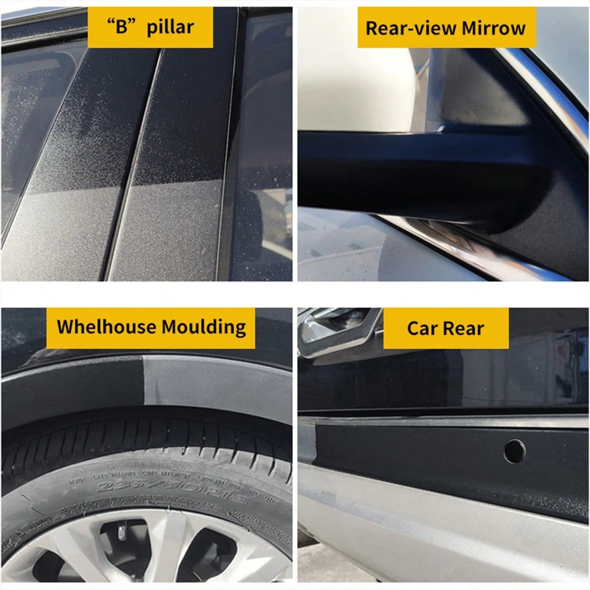 JB-XPCS 24 Automotive Rubber & Plastic Repair & Polishing Agent, Long-Lasting Coating, Renew & Clean, Black Glossy Finish, Car Detailing