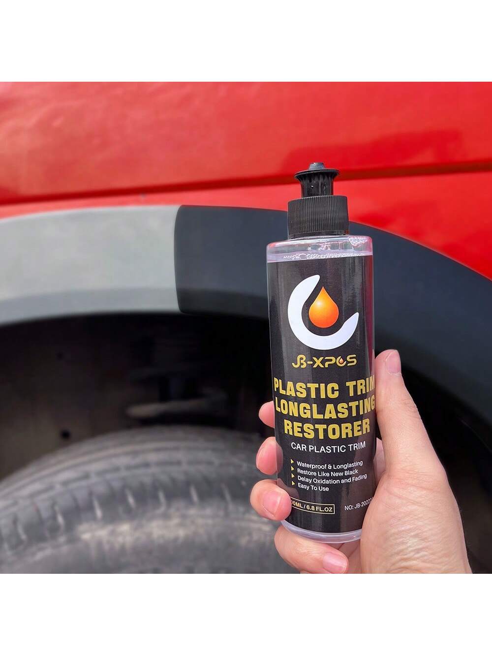 JB-XPCS 24 Automotive Rubber & Plastic Repair & Polishing Agent, Long-Lasting Coating, Renew & Clean, Black Glossy Finish, Car Detailing