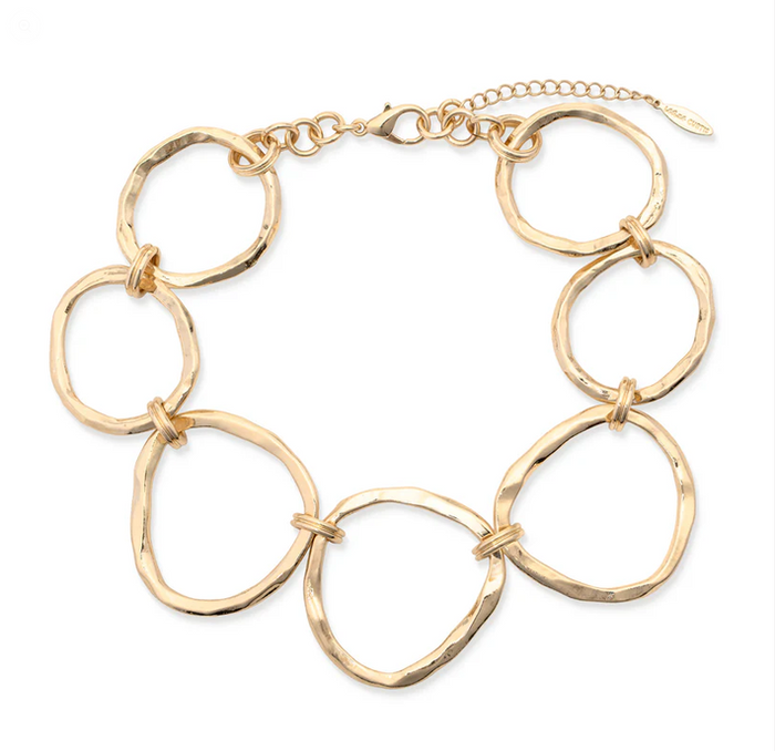 Joyce Hammered Gold Circle Link Necklace