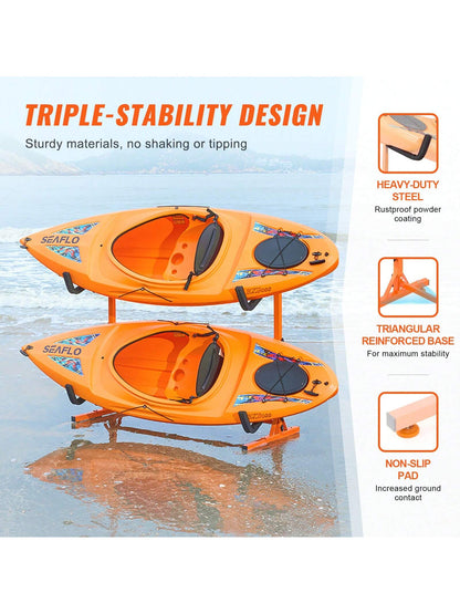 Kayak Storage Rack, Overhead Kayak Holder Hanger, Wall Kayak Storage Rack, Freestanding Kayak Storage Rack, For 2/4 Kayak Canoe S U P, Adjustable Height Width, With Padded Arms, For Indoor Outdoor Sto