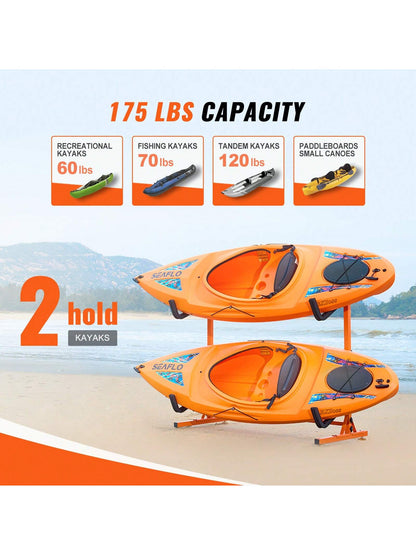 Kayak Storage Rack, Overhead Kayak Holder Hanger, Wall Kayak Storage Rack, Freestanding Kayak Storage Rack, For 2/4 Kayak Canoe S U P, Adjustable Height Width, With Padded Arms, For Indoor Outdoor Sto