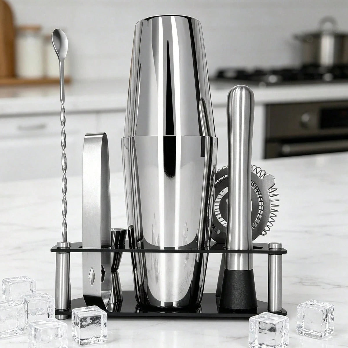 KCJLHGT 6Pcs Boston Cocktail Shaker Set 25/20oz Boston Professional Martini Bartender Kit Shakers Bar Tool With Black Recipe Book