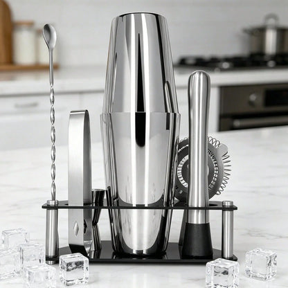 KCJLHGT 6Pcs Boston Cocktail Shaker Set 25/20oz Boston Professional Martini Bartender Kit Shakers Bar Tool With Black Recipe Book