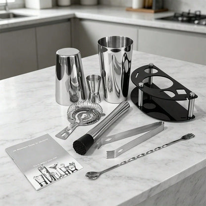 KCJLHGT 6Pcs Boston Cocktail Shaker Set 25/20oz Boston Professional Martini Bartender Kit Shakers Bar Tool With Black Recipe Book