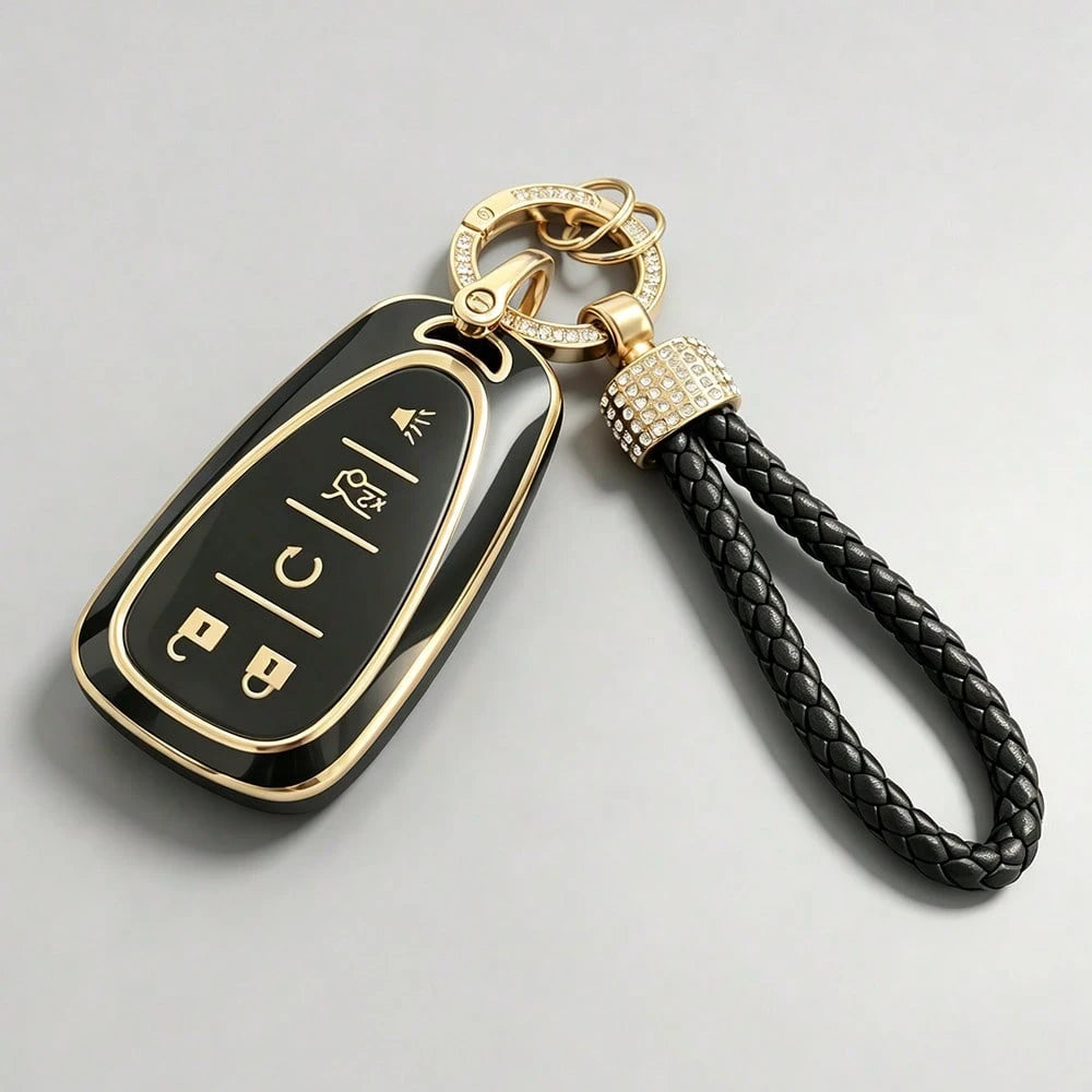 Key Fob Cover For Chevy Pink Soft TPU 5 Button Car Keys Case Shell Bling Keychain Accessories For Equinox Malibu Camaro Traverse Blazer Cruze LT Trailblazer Girly Women