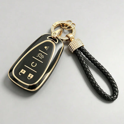 Key Fob Cover For Chevy Pink Soft TPU 5 Button Car Keys Case Shell Bling Keychain Accessories For Equinox Malibu Camaro Traverse Blazer Cruze LT Trailblazer Girly Women