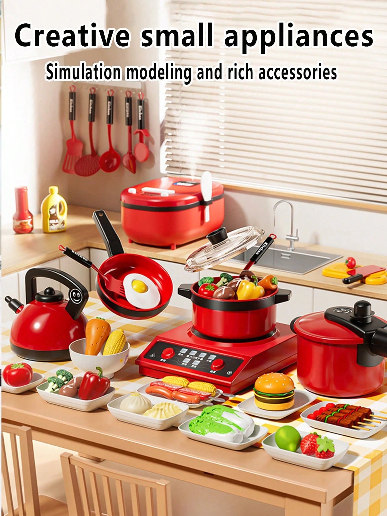 Kids Kitchen Playset, Suitable For Girls Cooking, Cutting Fruits, Pretend Play, Includes Kitchen Utensils, Educational Role-Playing Game