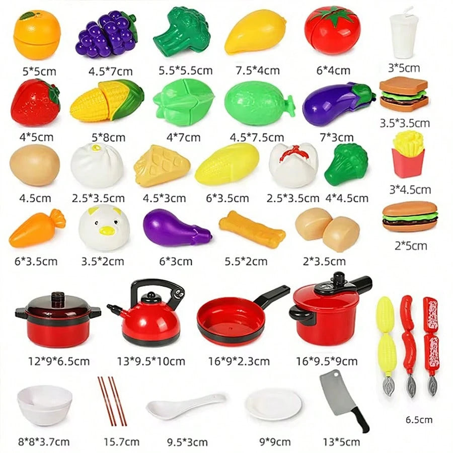 Kids Kitchen Playset, Suitable For Girls Cooking, Cutting Fruits, Pretend Play, Includes Kitchen Utensils, Educational Role-Playing Game