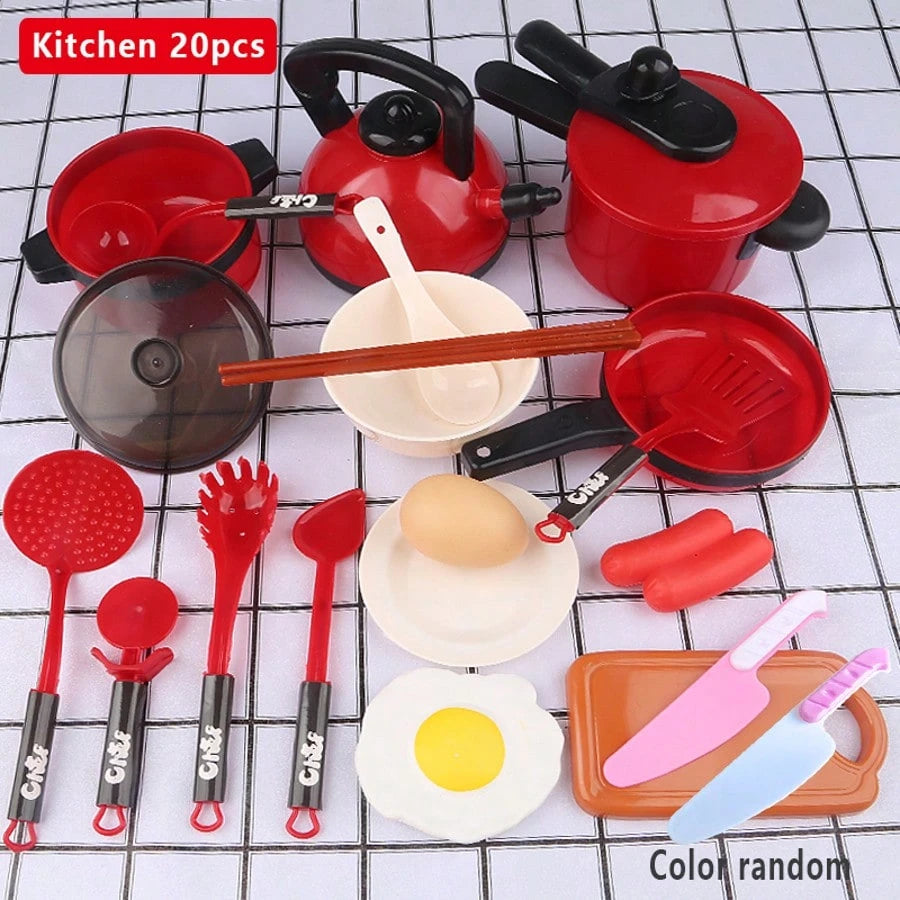 Kids Kitchen Playset, Suitable For Girls Cooking, Cutting Fruits, Pretend Play, Includes Kitchen Utensils, Educational Role-Playing Game