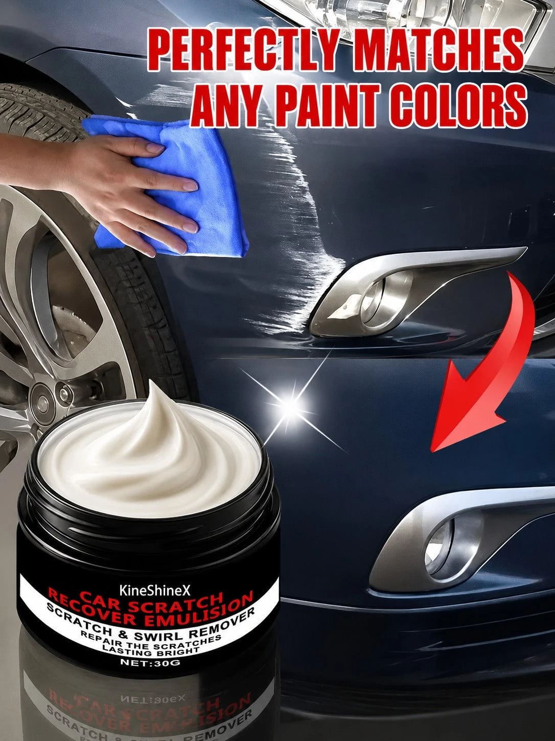 KineShineX Car, Motorcycle, Electric Vehicle And Truck Scratch Repair Paste, Car Scratch Repair Agent, Car Polishing And Repair Paste, Car Paint Wax, Car Accessories, Holiday And Birthday Gifts, Make