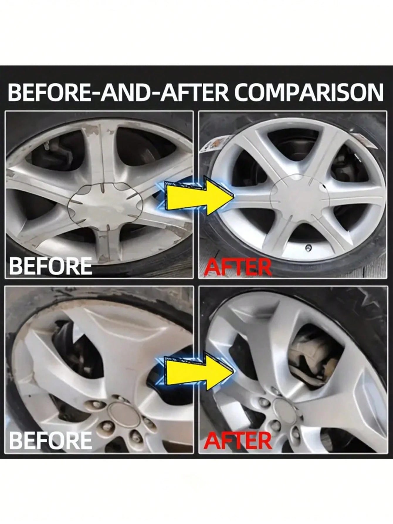 KineShineX Car Tire Scratch Repair Kit, Wheel Repair Polish, Wheel Scratch Rust Fade Remover, Restore The Car's Metal Luster, Wheel Care Wax, Anti-Fading Car Repair Polishing Paste, Make Your Car Look