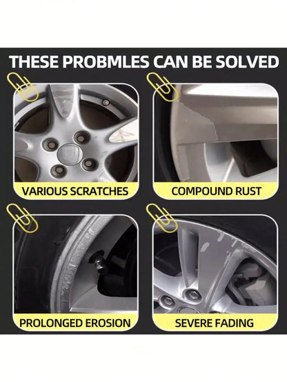 KineShineX Car Tire Scratch Repair Kit, Wheel Repair Polish, Wheel Scratch Rust Fade Remover, Restore The Car's Metal Luster, Wheel Care Wax, Anti-Fading Car Repair Polishing Paste, Make Your Car Look