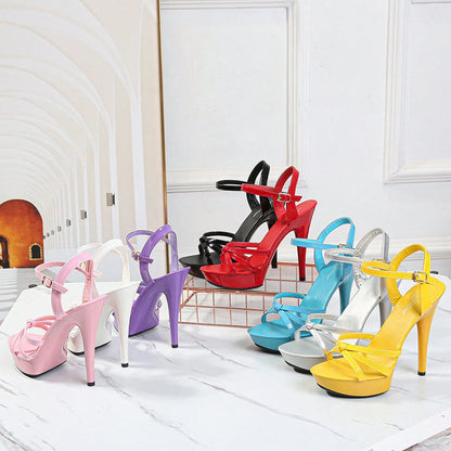 Kissxuanyan Ultra High Stiletto Platform Sandals Quality Open Toe Nightclub Fish Mouth Buckle Closure 63inch Chunky For Day To Night Transition