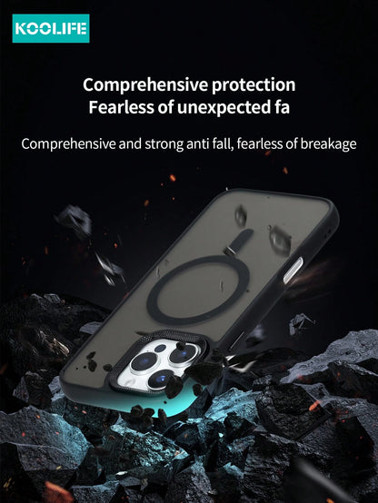 Koolife 1pc Magnetic Charging Shockproof Anti-Drop Matte Soft-Touch Phone Case With Personalized Frame Design Large Camera Hole PC+TPU Compatible With Apple 18pro/18pro Max/17/17 Air/17 Pro Max/16/16p